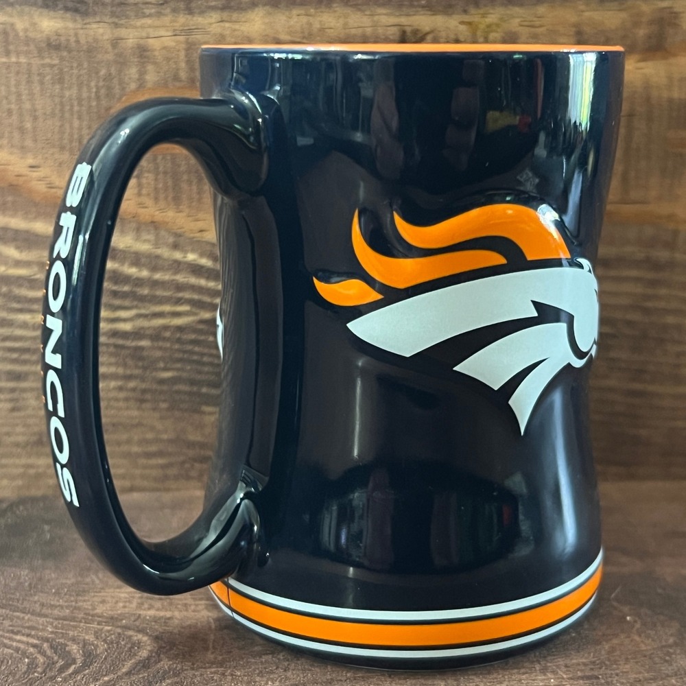 Denver Broncos Boelter Brands NFL Sculpted Relief Coffee Mug Navy Orange 2014
